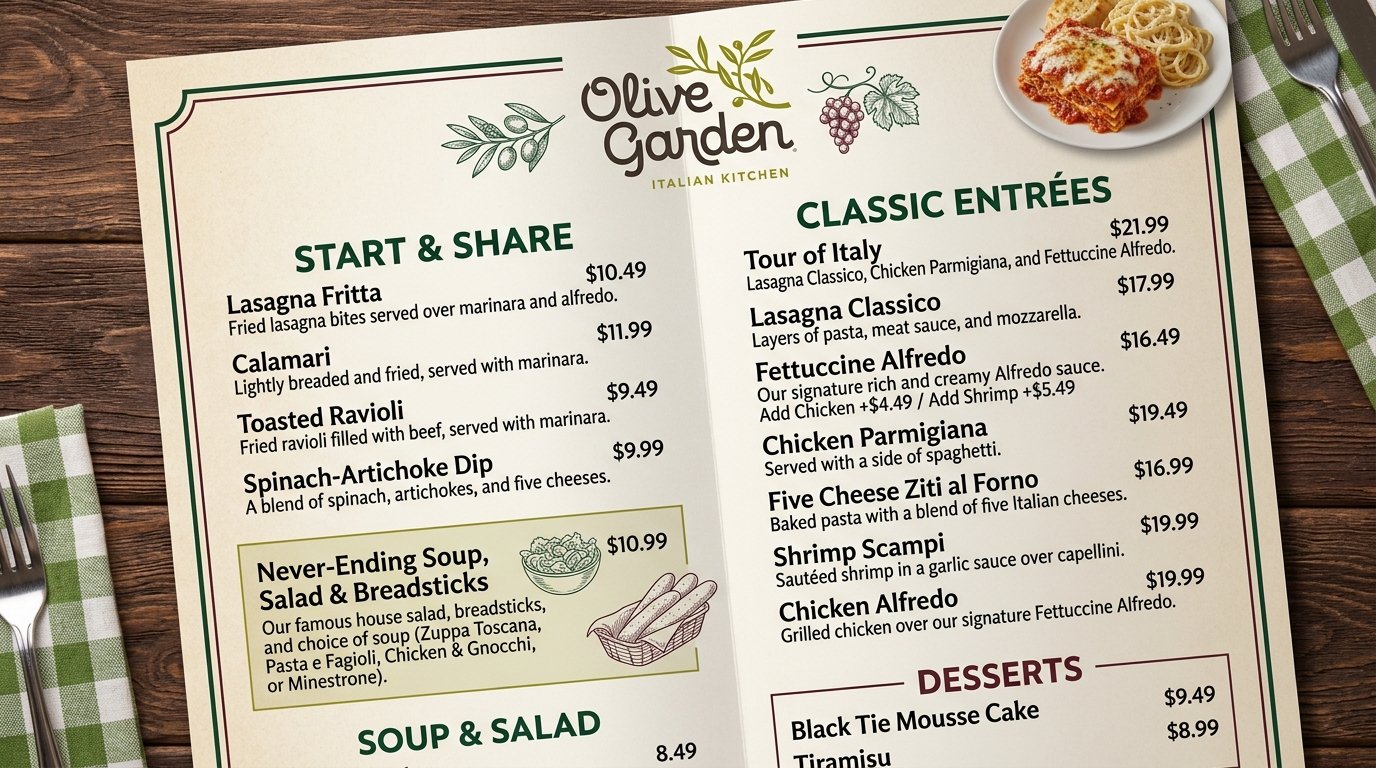 Olive Garden Menu With Prices: What to Order and What It Costs