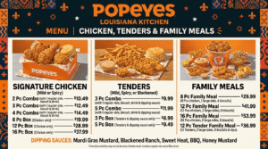 Popeyes Menu With Prices Chicken, Tenders, and Family Meals