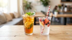 Iced tea and sparkling soda, lighter drink options on the Dutch Bros menu