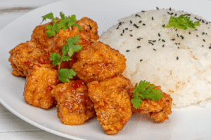 Panda Express secret menu combo with orange chicken and fried rice